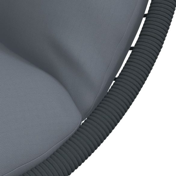 szürke rattan és acél függő kagylószék állvánnyal