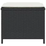 4 db fekete polyrattan kerti szék párnákkal 40 x 40 x 35 cm