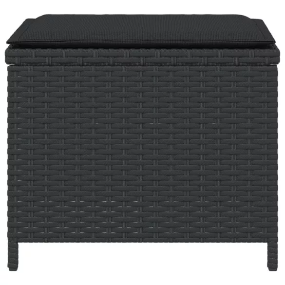 4 db fekete polyrattan kerti szék párnákkal 40 x 40 x 35 cm