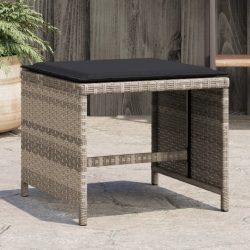   4db világosszürke polyrattan kerti szék párnával 40x40x35 cm