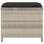 4db világosszürke polyrattan kerti szék párnával 40x40x35 cm