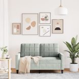 kétszemélyes világosszürke bársony kanapé 120 cm