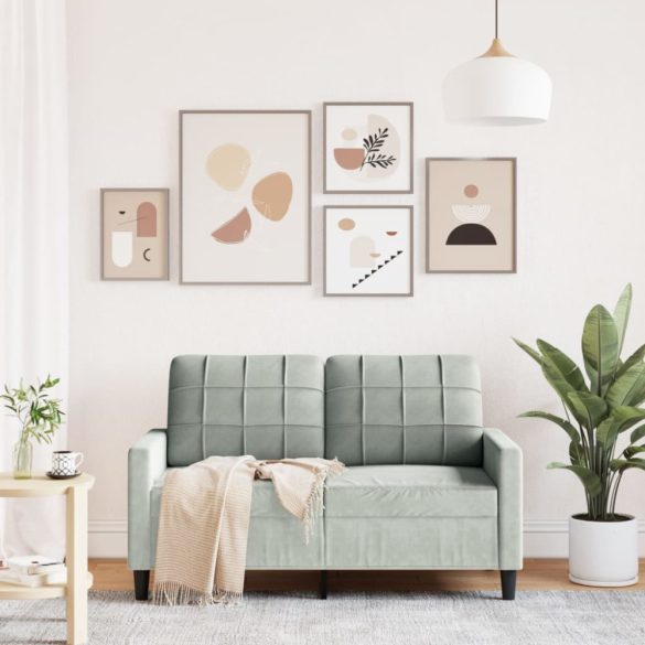 kétszemélyes világosszürke bársony kanapé 120 cm