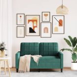 kétszemélyes sötétzöld bársony kanapé 120 cm