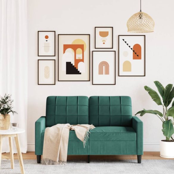 kétszemélyes sötétzöld bársony kanapé 120 cm