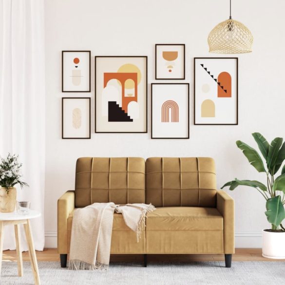 kétszemélyes barna bársony kanapé 120 cm