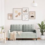 kétszemélyes világosszürke bársony kanapé 140 cm