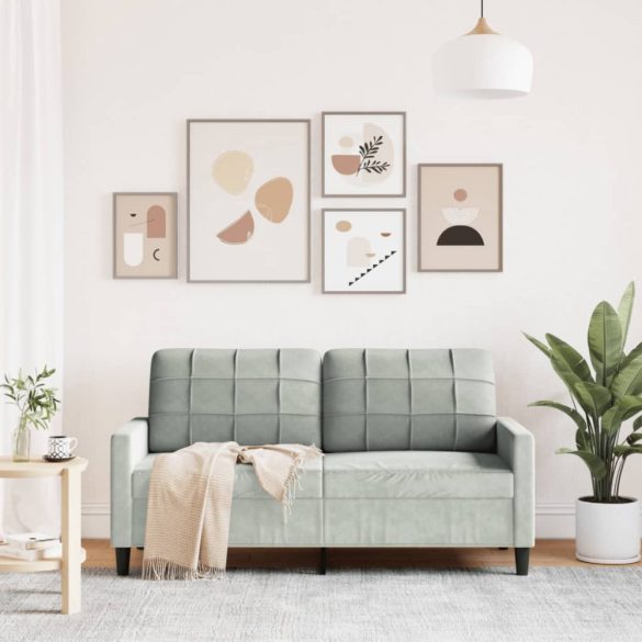 kétszemélyes világosszürke bársony kanapé 140 cm