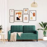 kétszemélyes sötétzöld bársony kanapé 140 cm