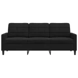 3 személyes fekete bársony kanapé 180 cm