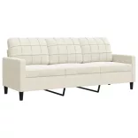 3 személyes krémszínű bársony kanapé 180 cm