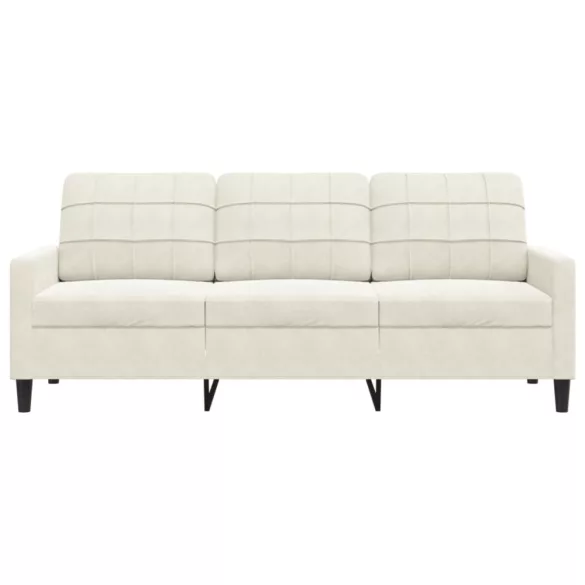 3 személyes krémszínű bársony kanapé 180 cm