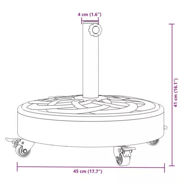 görgős kerek napernyőtalp rúdhoz Ø38 / 48 mm 27 kg