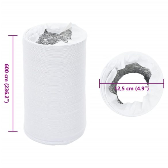 alumínium és PVC szellőzőcső 6 m Ø12,5 cm