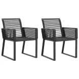 2 db fekete polyrattan kerti szék