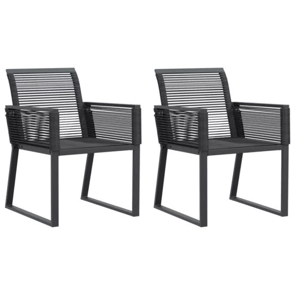 2 db fekete polyrattan kerti szék