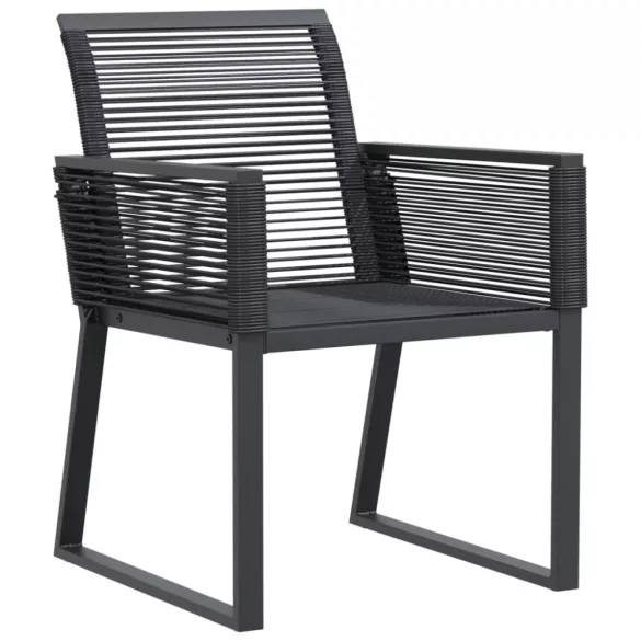 2 db fekete polyrattan kerti szék