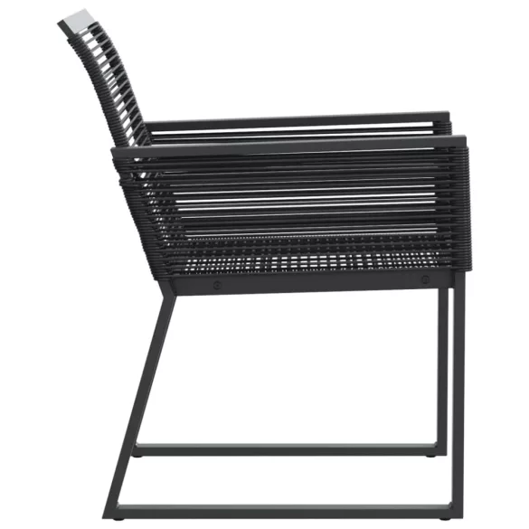 2 db fekete polyrattan kerti szék