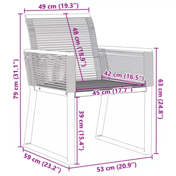 2 db fekete polyrattan kerti szék