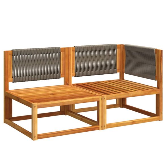 kétszemélyes akácfa és kötél kerti kanapé párnákkal