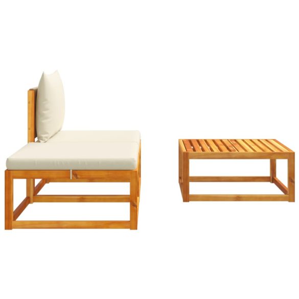 3 részes kerti kanapégarnitúra párnákkal, akácfa és kötél