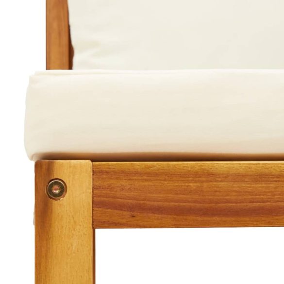 kétszemélyes akácfa és rattan kerti kanapé párnákkal