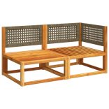 kétszemélyes akácfa és rattan kerti kanapé párnákkal