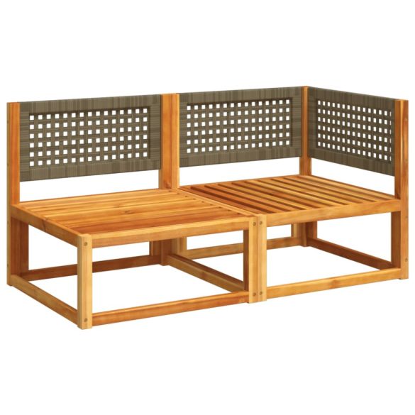 kétszemélyes akácfa és rattan kerti kanapé párnákkal