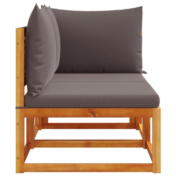 kétszemélyes akácfa és rattan kerti kanapé párnákkal