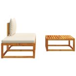 3 részes kerti kanapégarnitúra párnákkal, akácfa és rattan