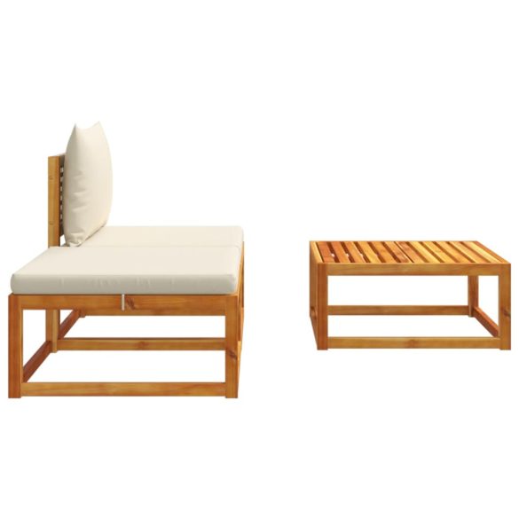 3 részes kerti kanapégarnitúra párnákkal, akácfa és rattan