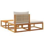 3 részes kerti kanapégarnitúra párnákkal, akácfa és rattan