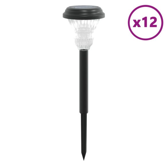 12 db fehér napelemes ösvény lámpa tüskével
