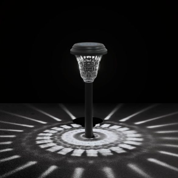 12 db fehér napelemes ösvény lámpa tüskével