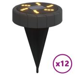 12 db meleg fehér napelemes kültéri talajlámpa tüskével
