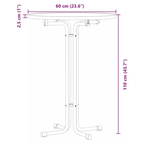 fehér bárasztal szerelt fa és acél Ø60x110 cm
