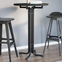 fekete étkezőasztal szerelt fa és acél Ø70 x 110 cm