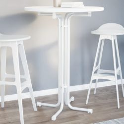 fehér étkezőasztal szerelt fa és acél Ø80 x 110 cm