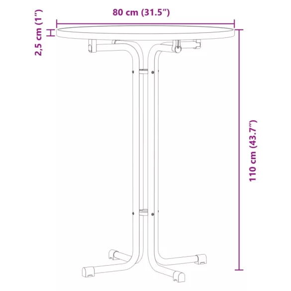 fehér bárasztal szerelt fa és acél Ø80 x 110 cm