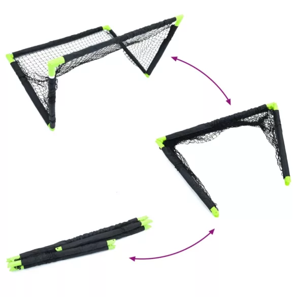 fekete összecsukható gyerekfocikapu 90 x 64 x 64 cm