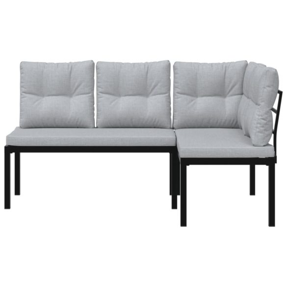 2 db fekete porszórt acél kerti pad párnával