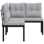 2 db fekete porszórt acél kerti pad párnával