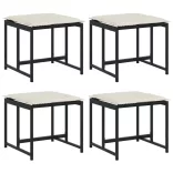 4 db fekete polyrattan kerti szék párnákkal