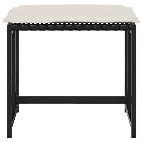 4 db fekete polyrattan kerti szék párnákkal