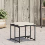 4 db fekete polyrattan kerti szék párnákkal