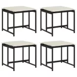 4 db fekete polyrattan kerti szék párnákkal