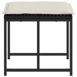 4 db fekete polyrattan kerti szék párnákkal