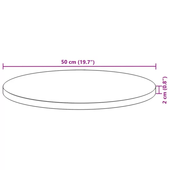 kerek tömör akácfa asztallap Ø50 x 2 cm