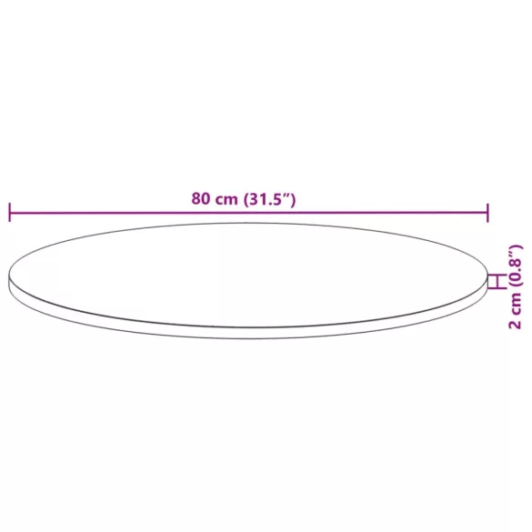 kerek tömör akácfa asztallap Ø80 x 2 cm