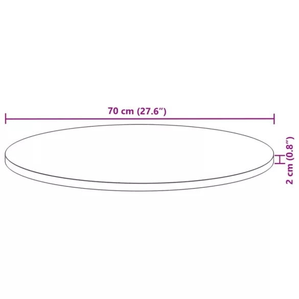 kerek tömör akácfa asztallap Ø70 x 2 cm